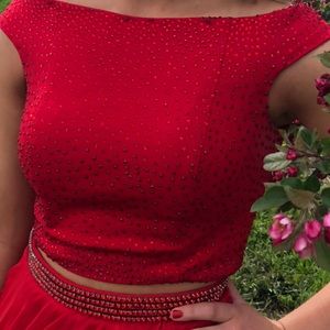 Size 2 Sherri Hill . Two piece red dress